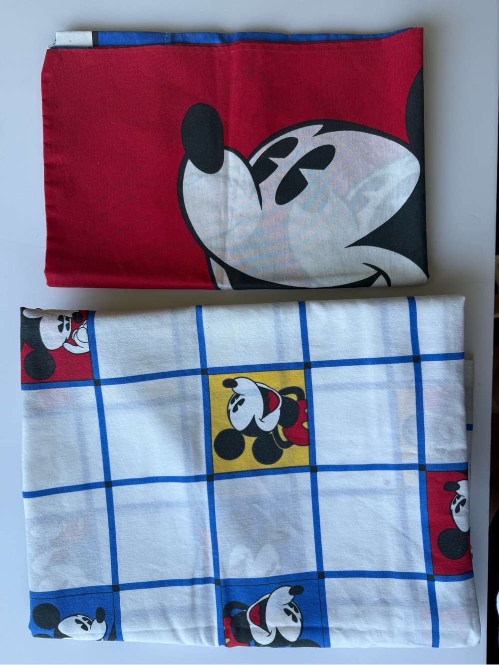 Vintage Disney Mickey Mouse Bedding Sheet Set (Twin Flat Sheet & Pillowcase)